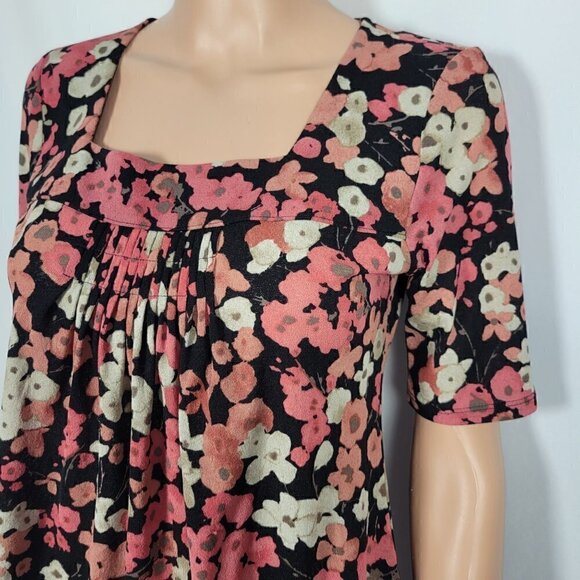J. Jill Women's Floral Gathered Front Square Neckline 3/4 Sleeve Blouse Size S - Picture 3 of 10